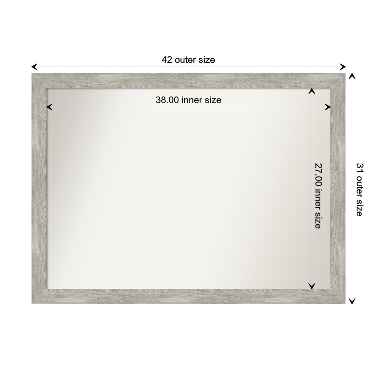 Amanti Art Non-Beveled Wall Mirror, Dove Greywash Narrow Frame